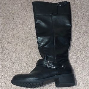 Black almost knee high boots